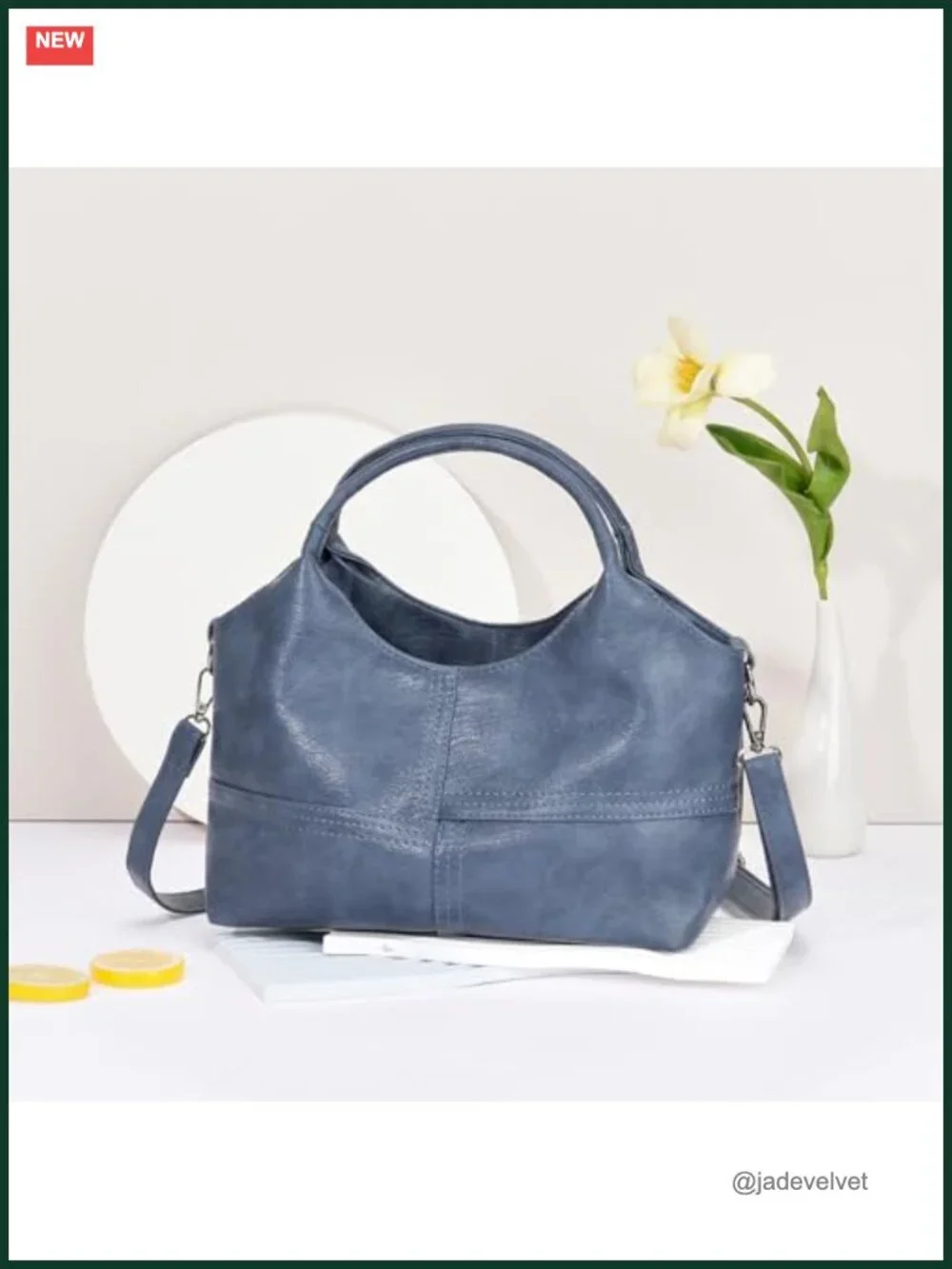 Women's Soft Vegan Leather Hobo Crossbody Tote with Top Handle